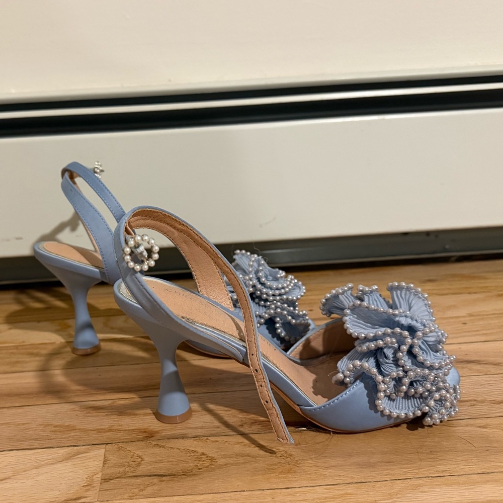 Chinese Laundry Blue Pearl Embellished Heels